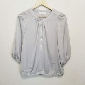 LOFT Silvery Gray 3/4 Sleeve Blouse Top